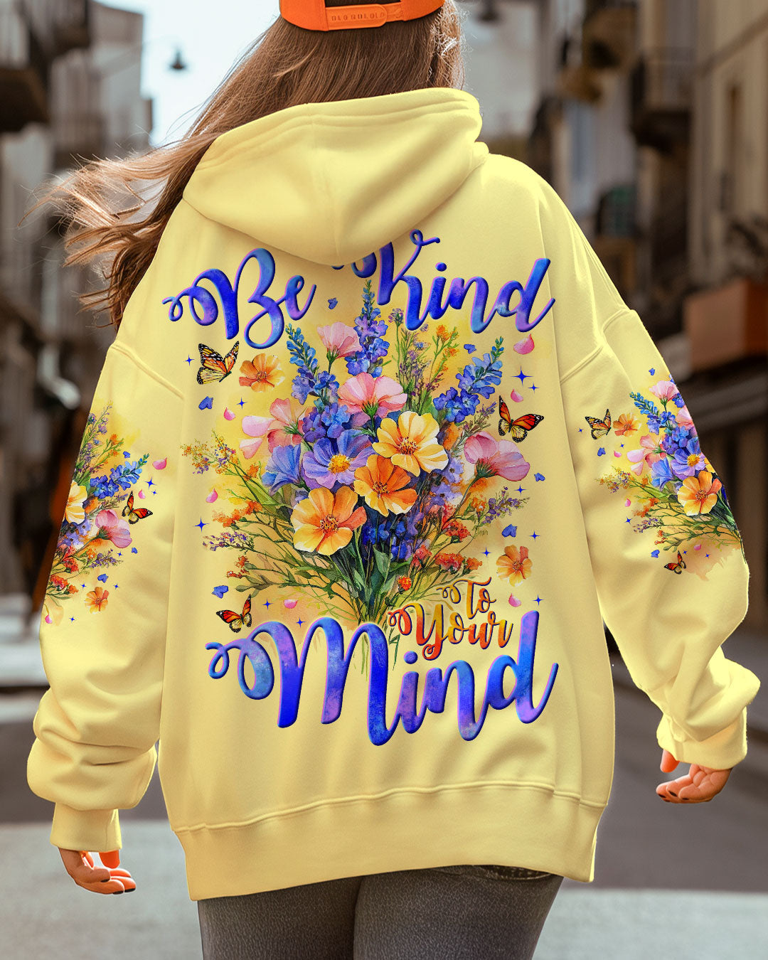 Be Kind to Your Mind Colorful Floral Butterfly Design for Women AOP Shirts _7_ awHjj