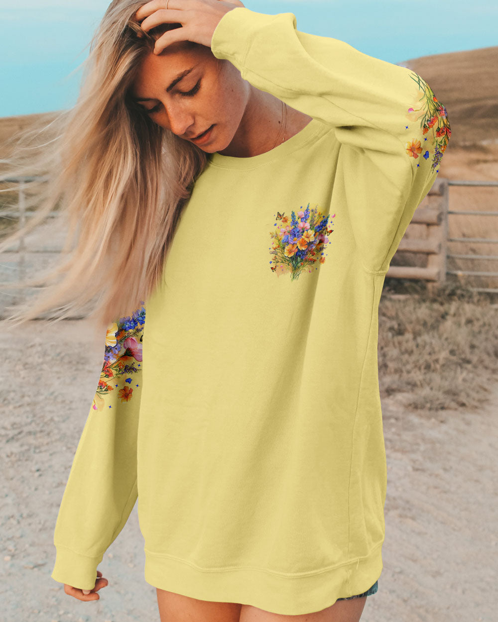 Be Kind to Your Mind Colorful Floral Butterfly Design for Women AOP Shirts _8_ cx8J4