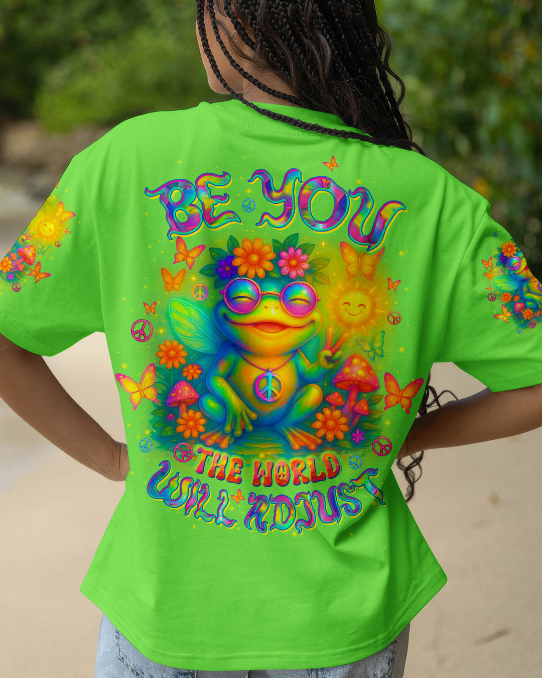 Be You The World Will Adjust Colorful Frog Psychedelic Hippie Graphic AOP Shirts _1_ M46C6