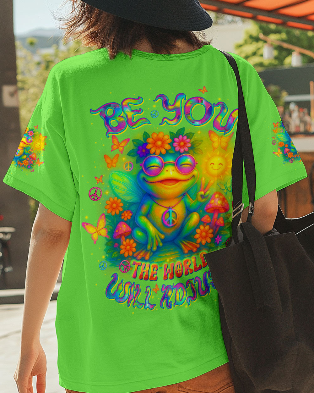 Be You The World Will Adjust Colorful Frog Psychedelic Hippie Graphic AOP Shirts _6_ rmTut