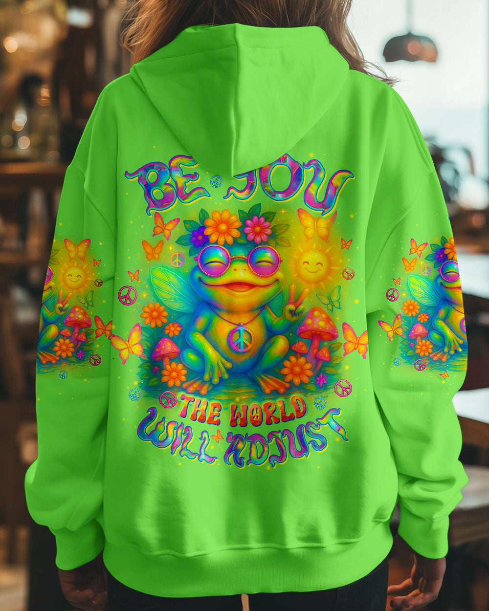 Be You The World Will Adjust Colorful Frog Psychedelic Hippie Graphic AOP Shirts _8_ V1371
