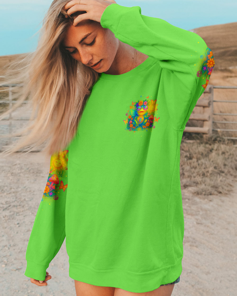 Be You The World Will Adjust Colorful Frog Psychedelic Hippie Graphic AOP Shirts _9_ L7Ssp