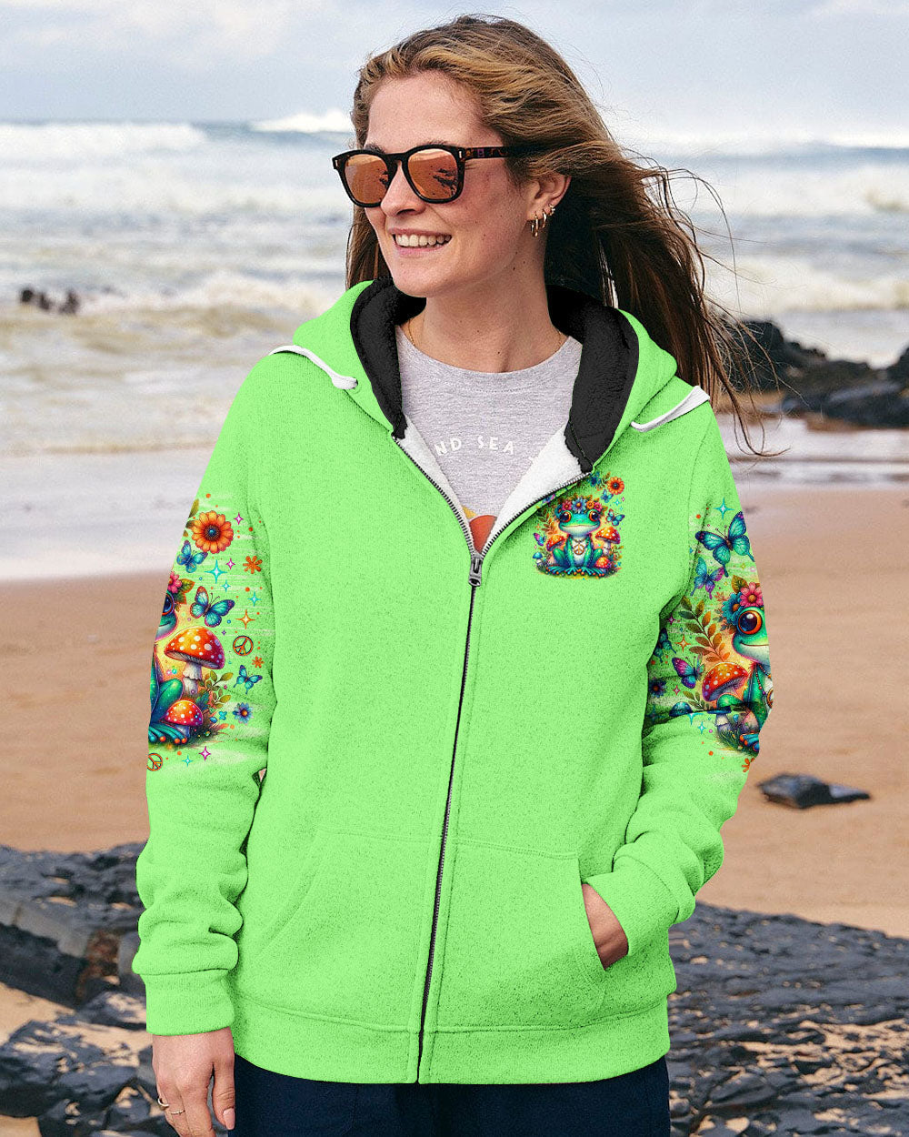 Be You The World Will Adjust Colorful Green Frog Hippie Graphic AOP Shirts _11_ Pnr5A