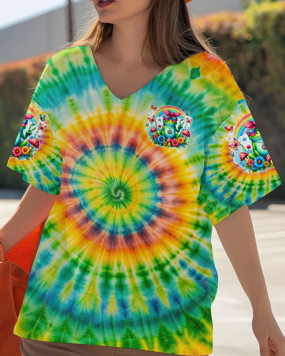 Be You The World Will Adjust Colorful Tie Dye Peace Frog AOP Shirts _12_ 9kIgM