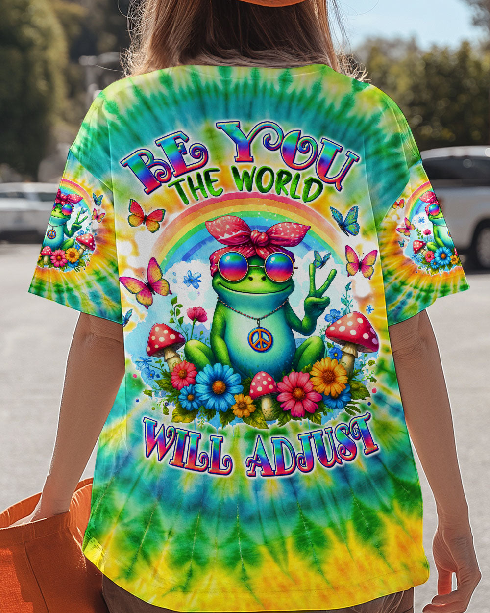 Be You The World Will Adjust Colorful Tie Dye Peace Frog AOP Shirts _13_ jv2Qq