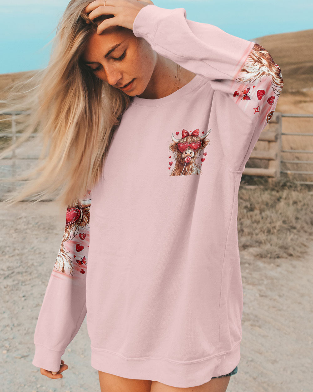 Be You The World Will Adjust Cute Cow with Bow and Heart Glasses AOP Shirts _6_ 1kJkj