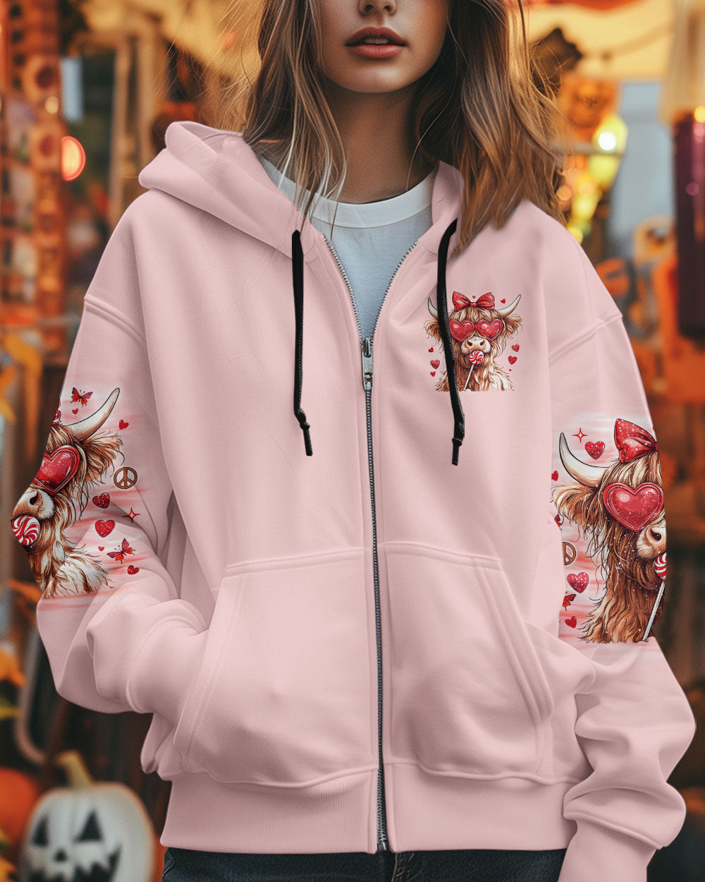 Be You The World Will Adjust Cute Cow with Bow and Heart Glasses AOP Shirts _8_ 3YuoI