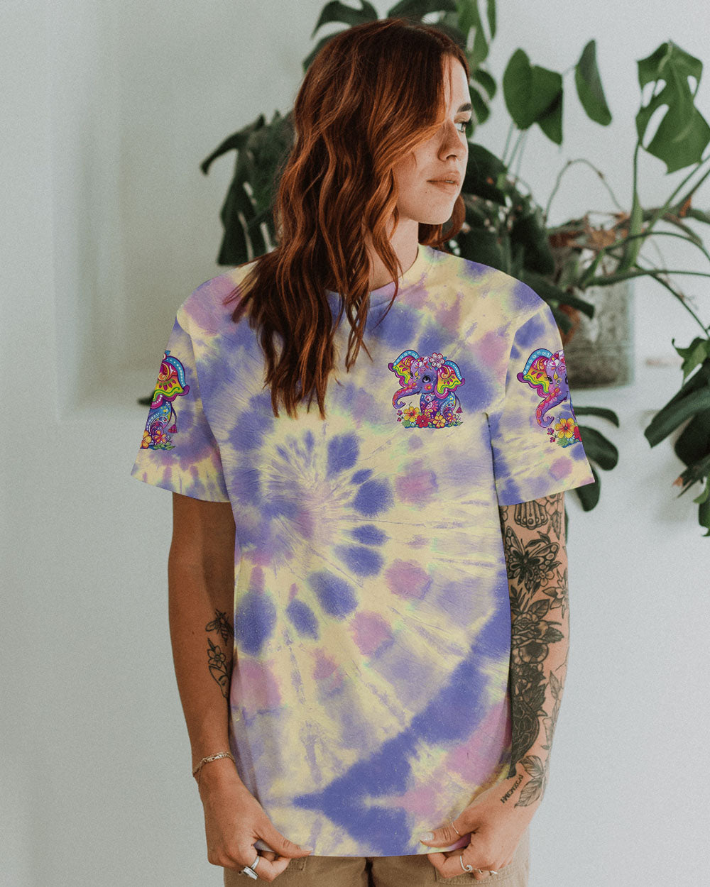 Be You The World Will Adjust Elephant Colorful Tie Dye Hippie Style AOP Shirts _2_ 9jbuU