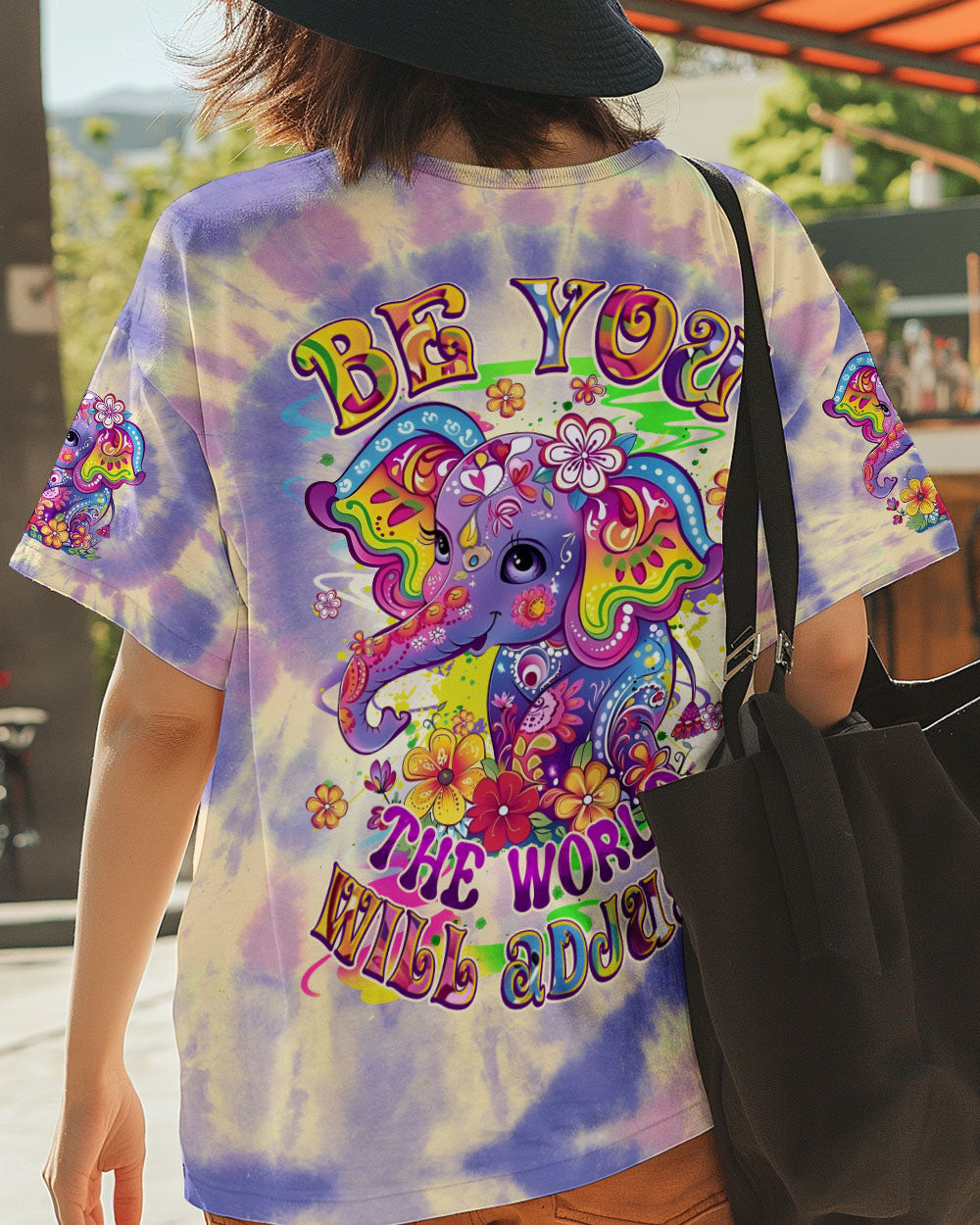 Be You The World Will Adjust Elephant Colorful Tie Dye Hippie Style AOP Shirts _5_ vvCZ8