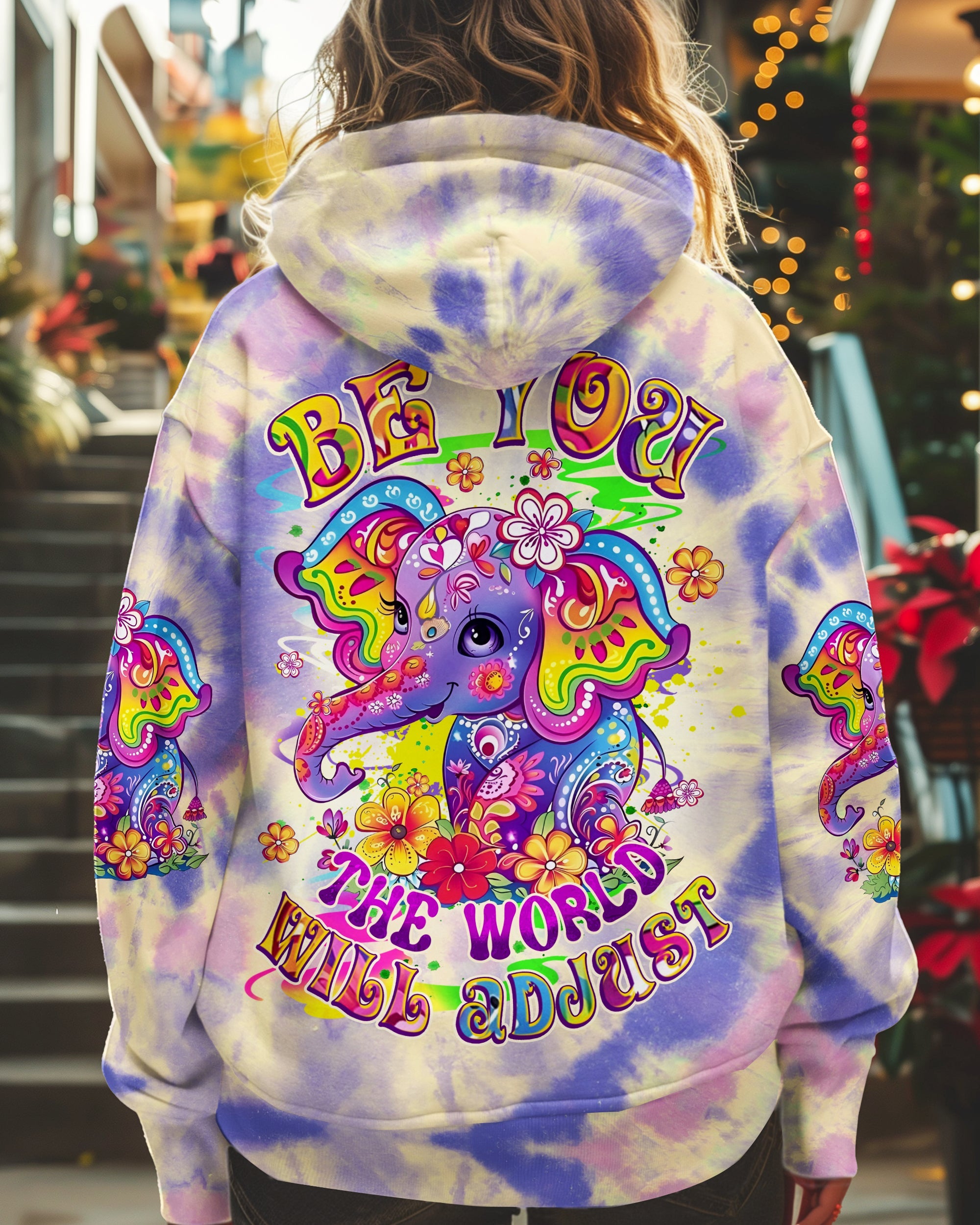 Be You The World Will Adjust Elephant Colorful Tie Dye Hippie Style AOP Shirts _7_ 30qfr