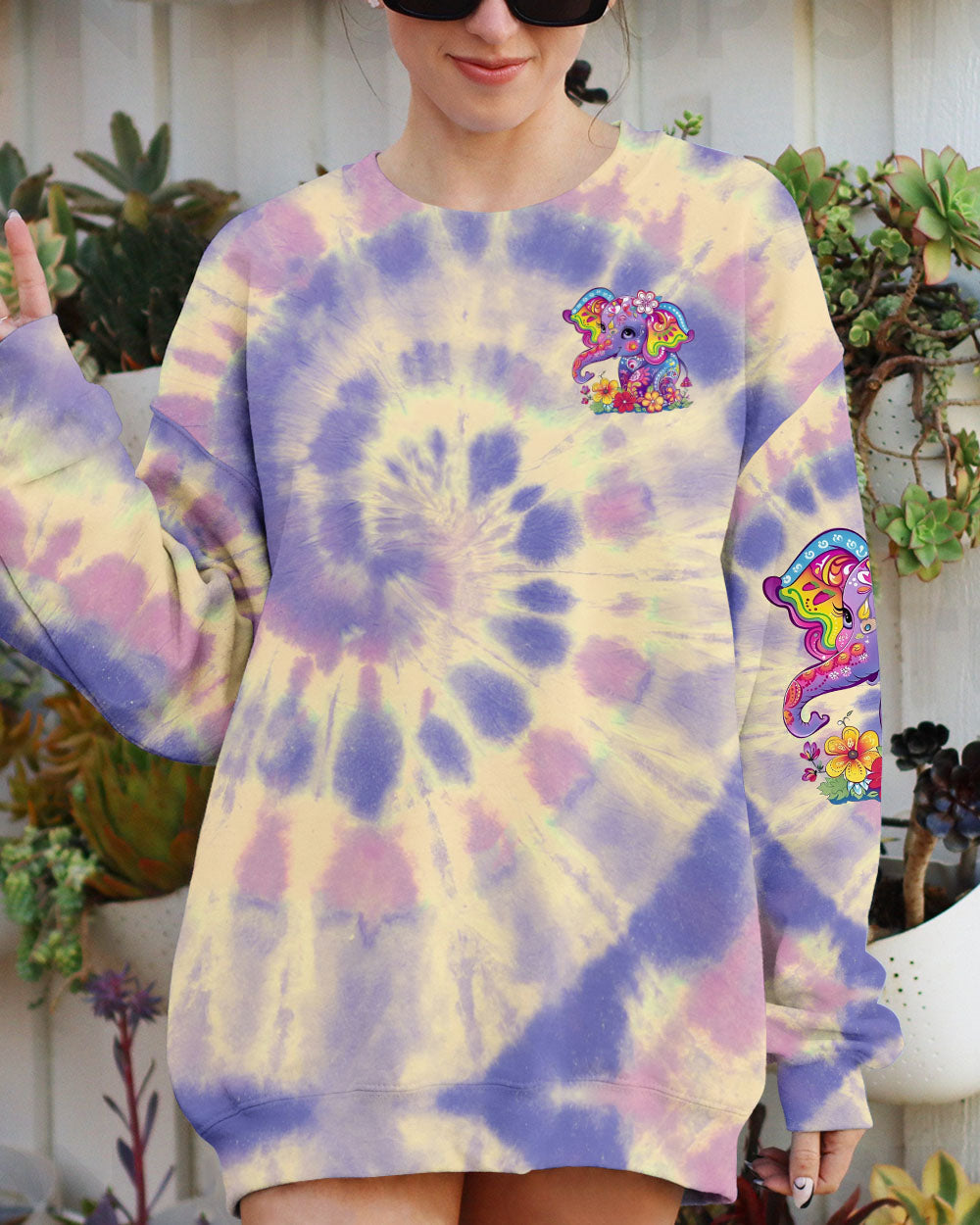 Be You The World Will Adjust Elephant Colorful Tie Dye Hippie Style AOP Shirts _8_ vRuIm