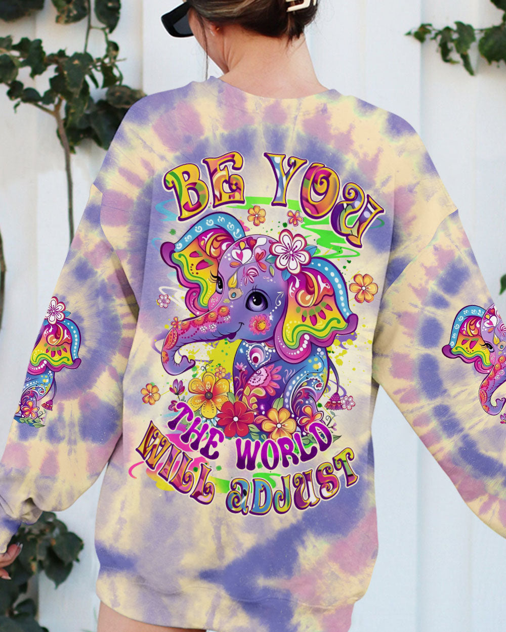 Be You The World Will Adjust Elephant Colorful Tie Dye Hippie Style AOP Shirts _9_ 7iNBM