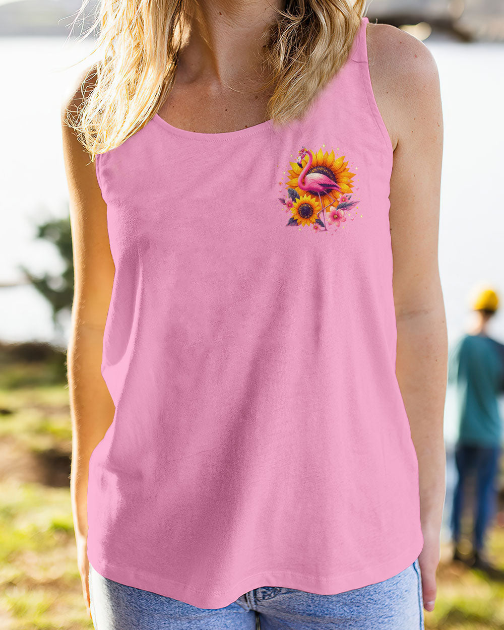 Be You The World Will Adjust Flamingo and Sunflowers Pink Graphic AOP Shirts _6_ D3sRs