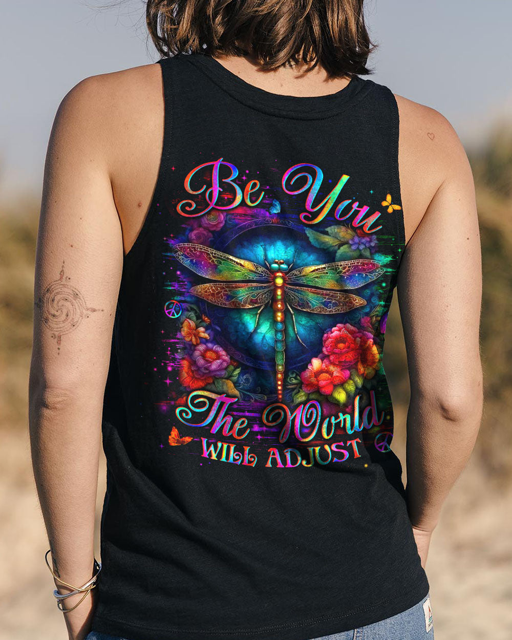 Be You The World Will Adjust Floral Dragonfly Hippie Hippie AOP Shirts _6_ GAXEV