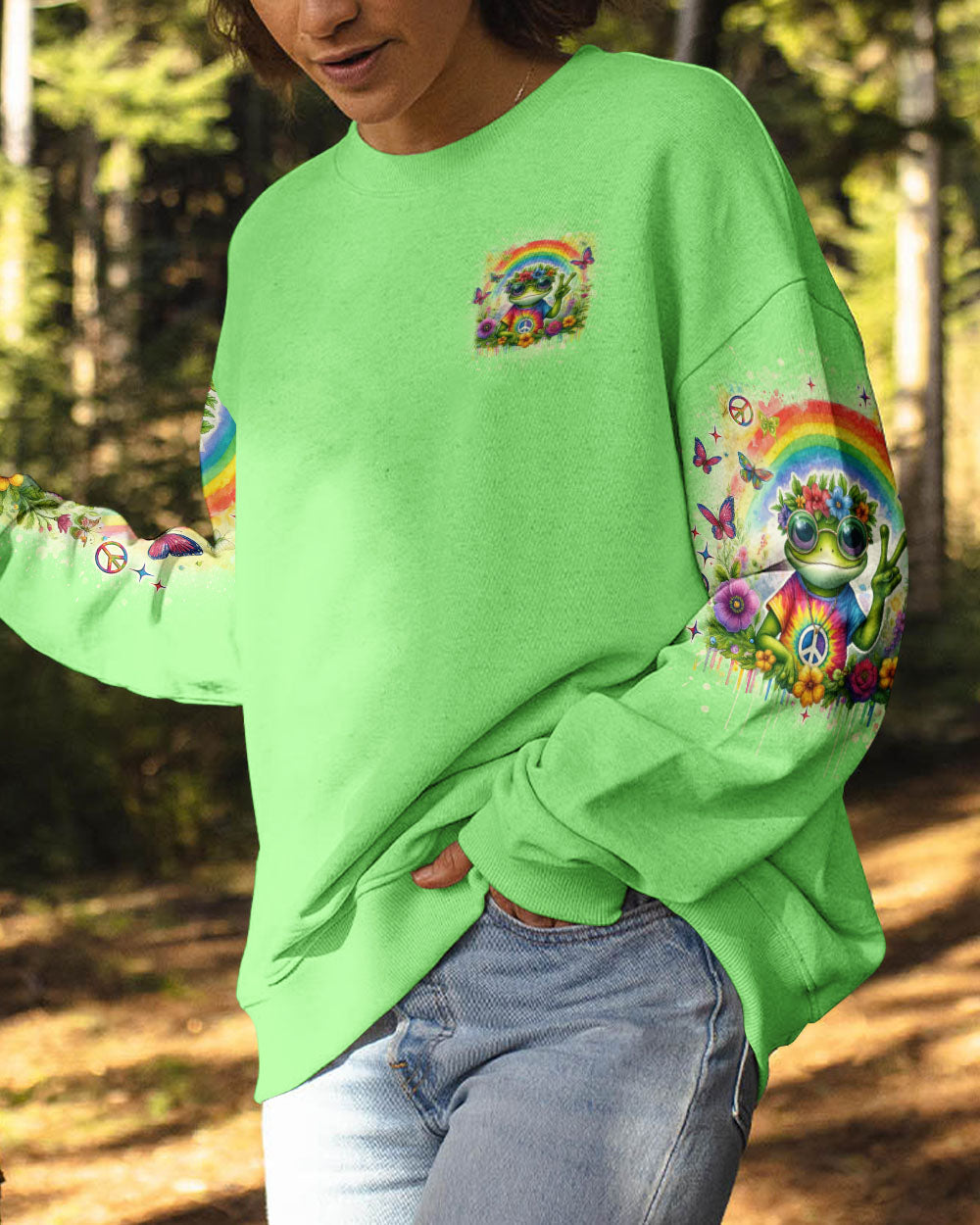 Be You The World Will Adjust Frog Hippie Tie Dye Rainbow Graphic AOP Shirts _9_ I2f0x