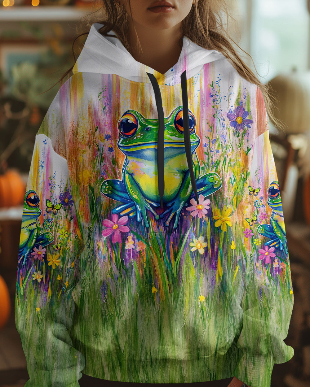 Be You The World Will Adjust Frog Peace Sign Colorful Graphic AOP Shirts _6_ e8lSm