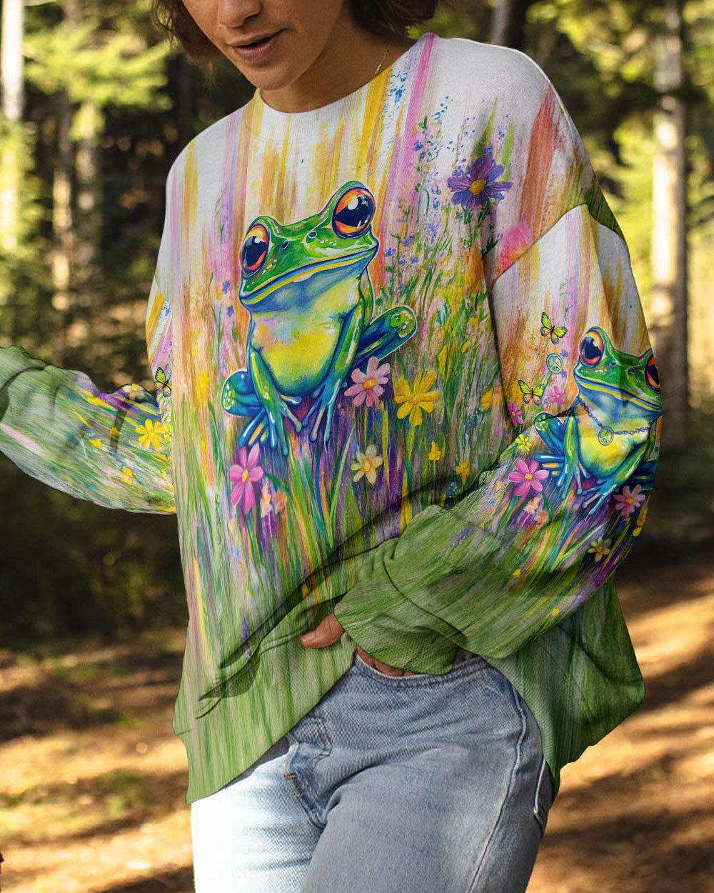 Be You The World Will Adjust Frog Peace Sign Colorful Graphic AOP Shirts _8_ GTycG