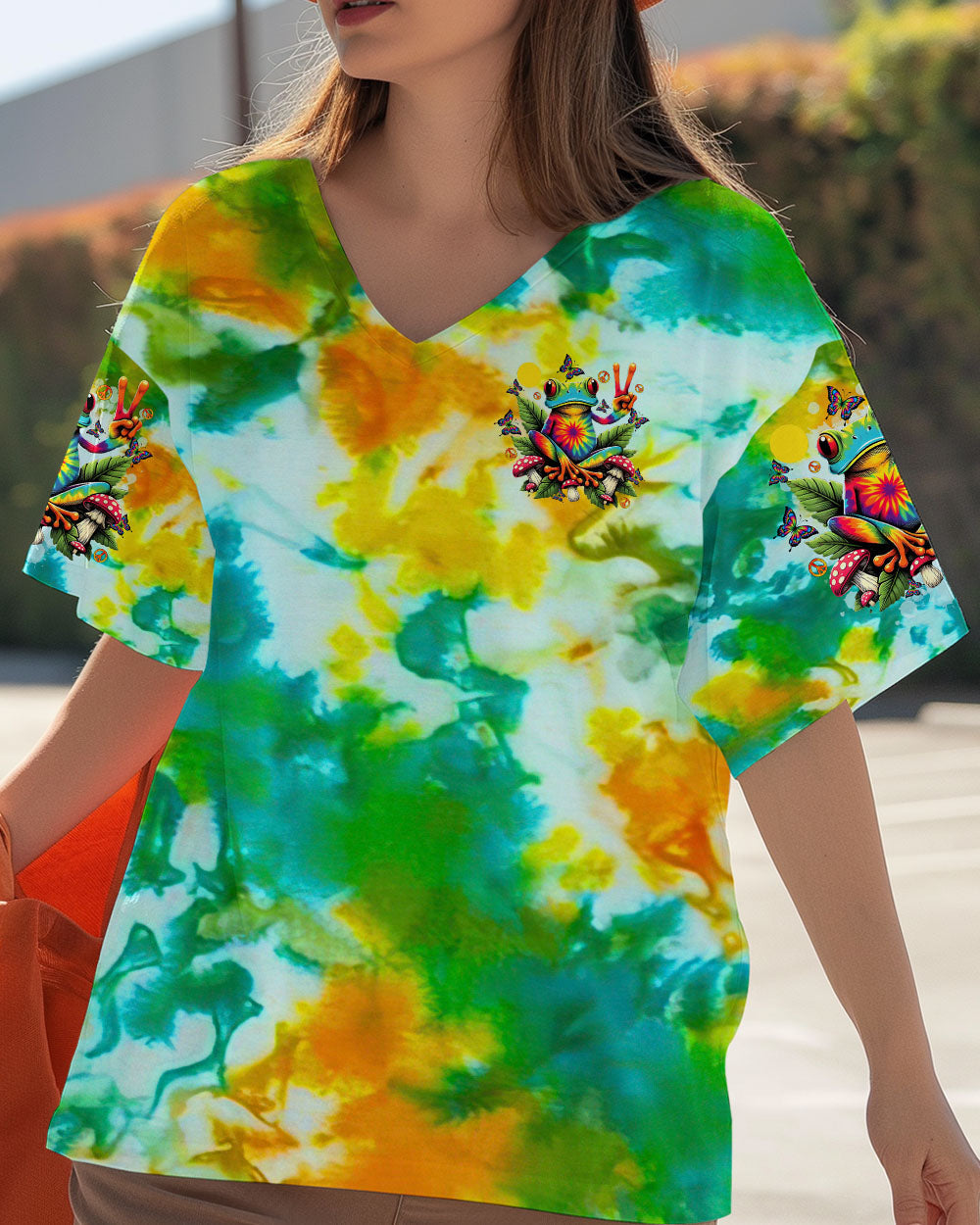 Be You The World Will Adjust Frog Psychedelic Colorful Tie Dye Hippie AOP Shirts _13_ 7I9ph