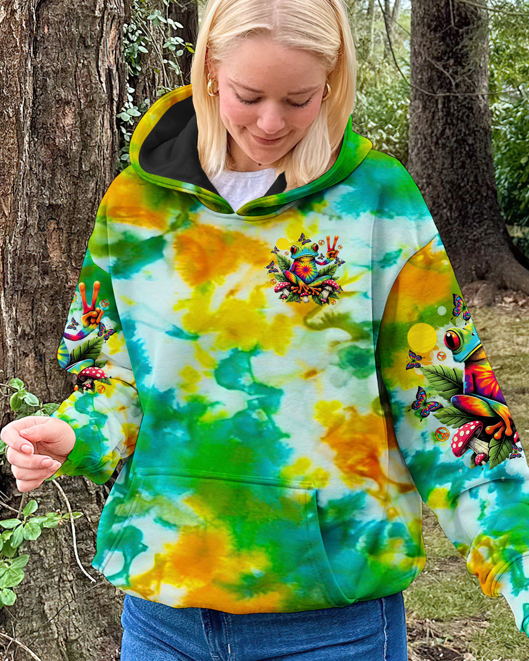 Be You The World Will Adjust Frog Psychedelic Colorful Tie Dye Hippie AOP Shirts _2_ hjBC5