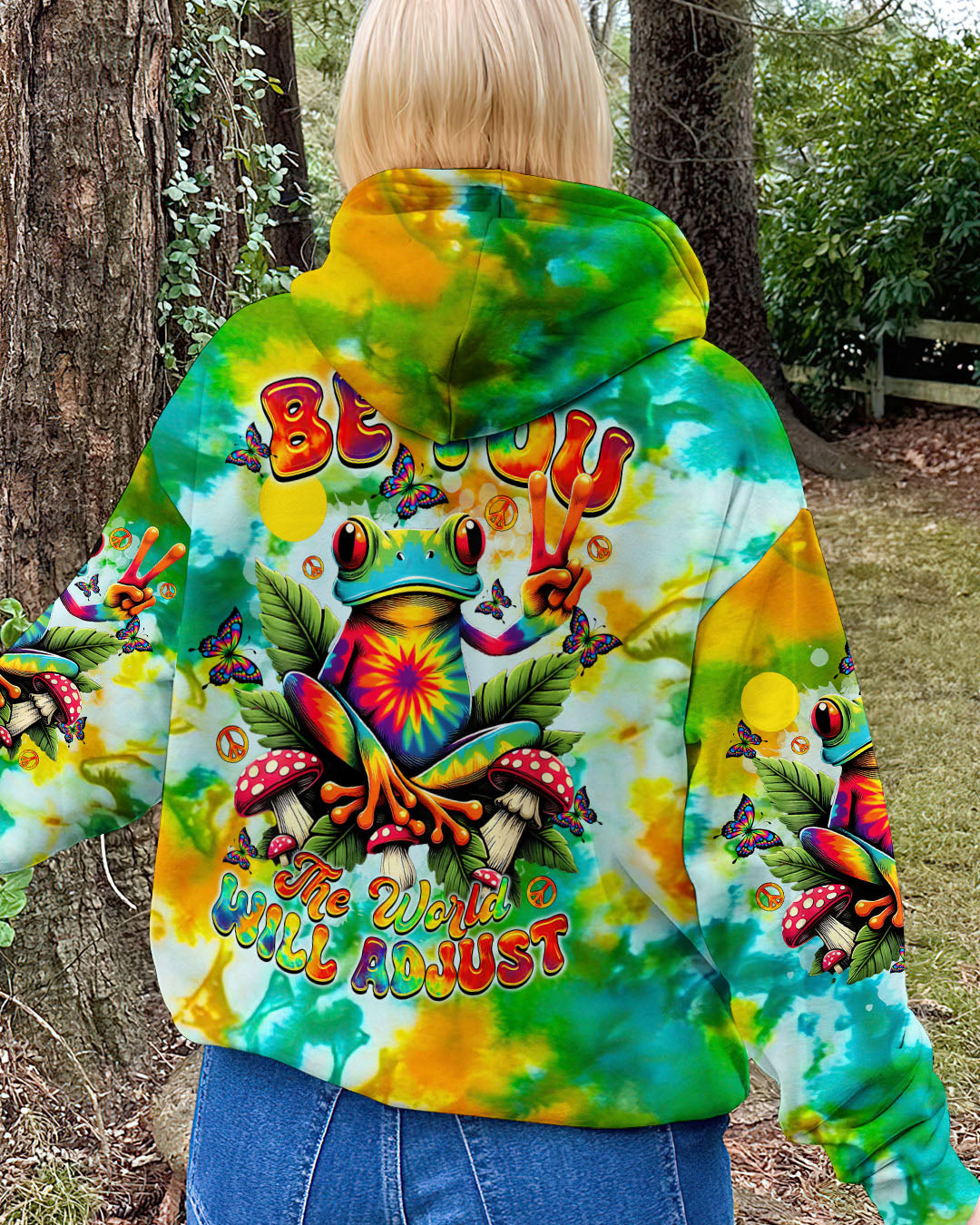 Be You The World Will Adjust Frog Psychedelic Colorful Tie Dye Hippie AOP Shirts _3_ Ajovp