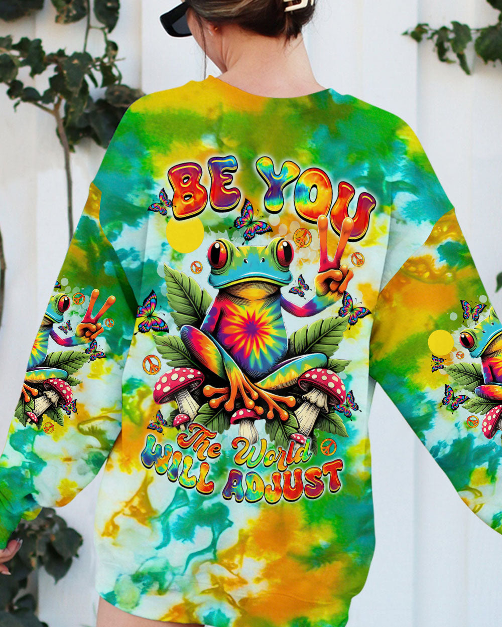 Be You The World Will Adjust Frog Psychedelic Colorful Tie Dye Hippie AOP Shirts _5_ AwJsS