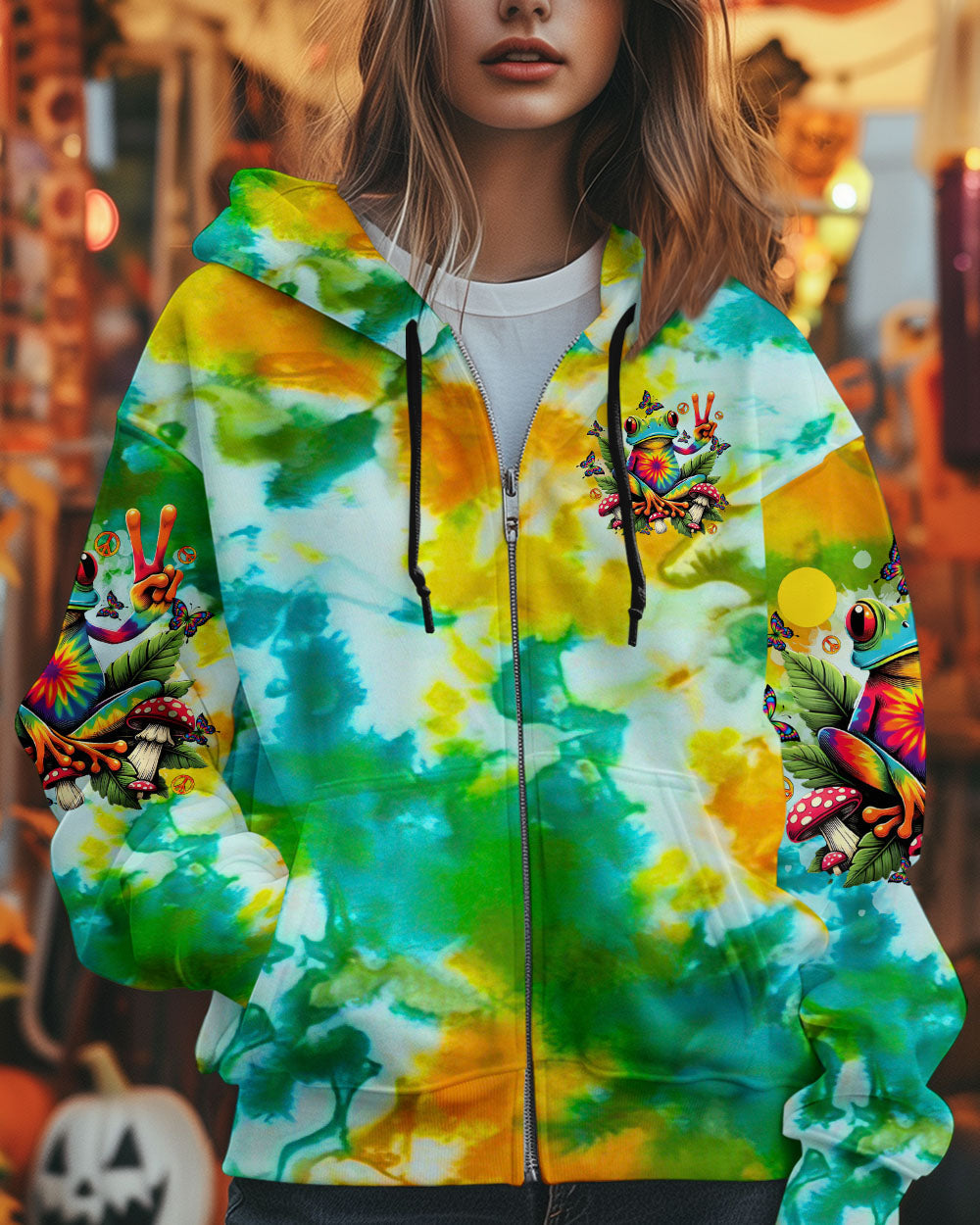 Be You The World Will Adjust Frog Psychedelic Colorful Tie Dye Hippie AOP Shirts _6_ kfBfn