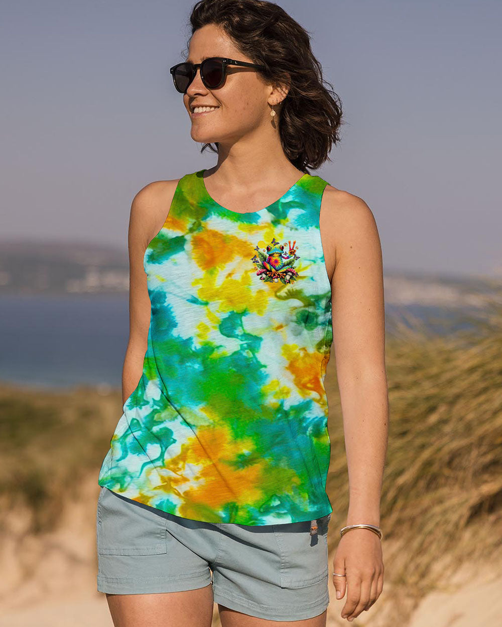 Be You The World Will Adjust Frog Psychedelic Colorful Tie Dye Hippie AOP Shirts _8_ GI9Ql