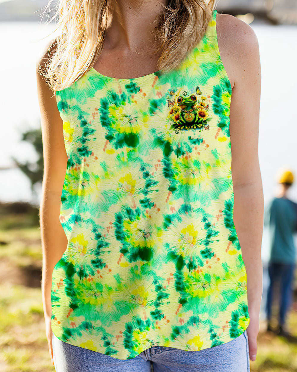 Be You The World Will Adjust Frog Sunflowers Green Tie Dye Graphic AOP Shirts _10_ HnU6K