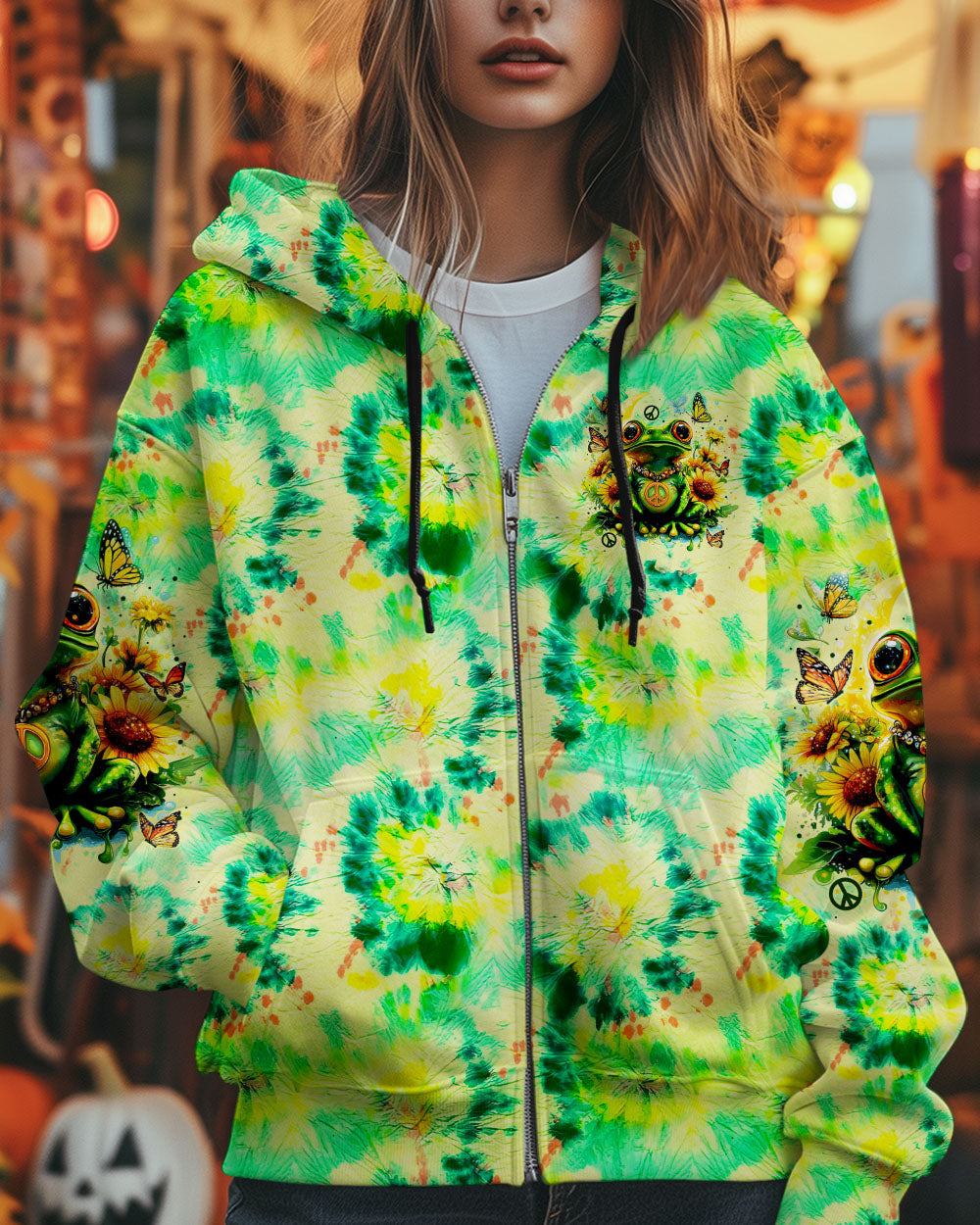 Be You The World Will Adjust Frog Sunflowers Green Tie Dye Graphic AOP Shirts _8_ bQx6V