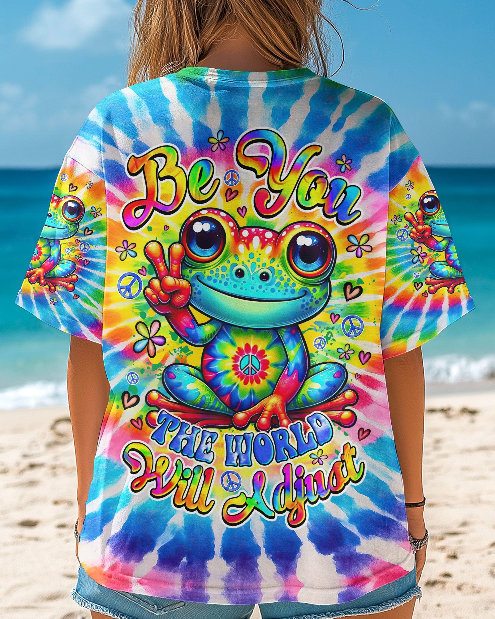 Be You The World Will Adjust Frog Tie Dye Design for Women AOP Shirts _3_ TN4IS