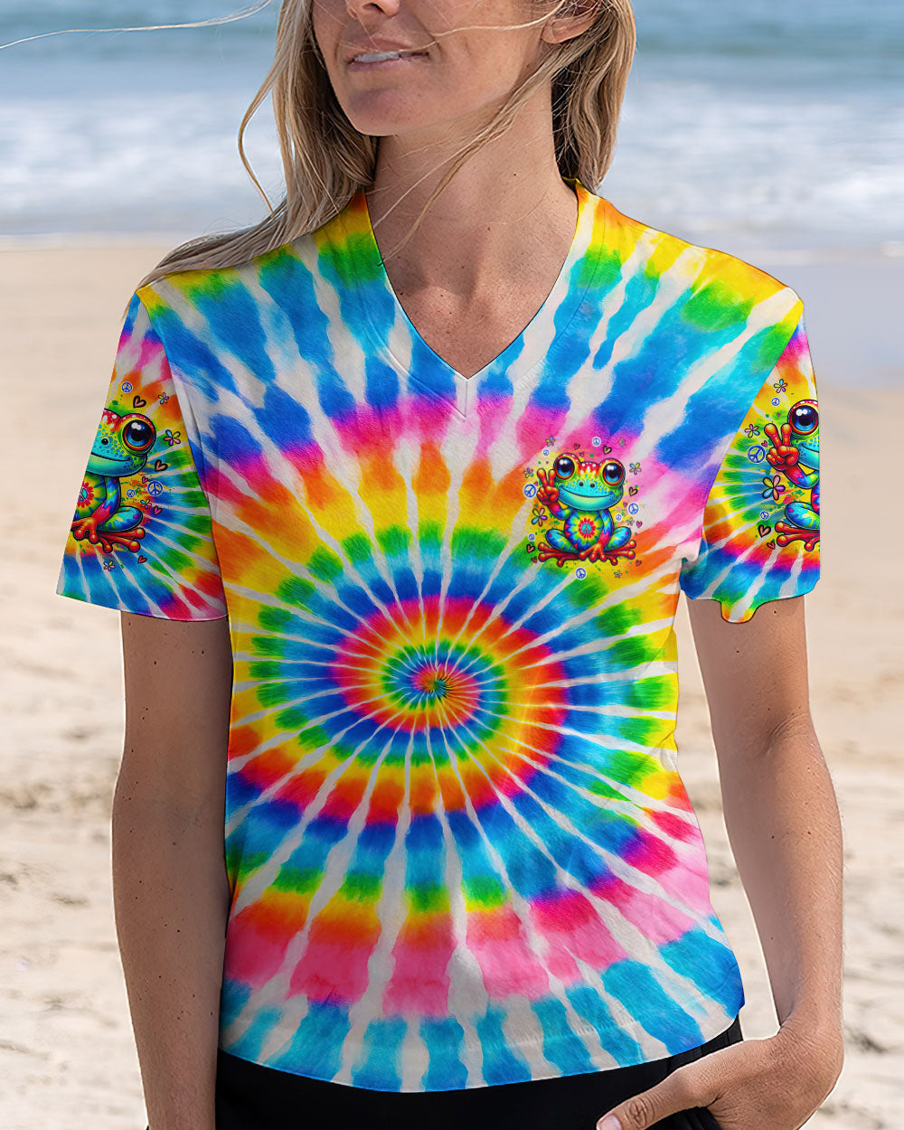Be You The World Will Adjust Frog Tie Dye Design for Women AOP Shirts _4_ DEgTn