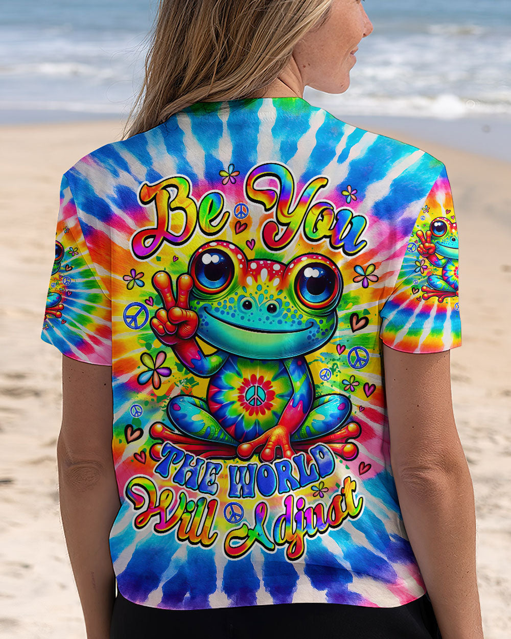Be You The World Will Adjust Frog Tie Dye Design for Women AOP Shirts _5_ WTTe3