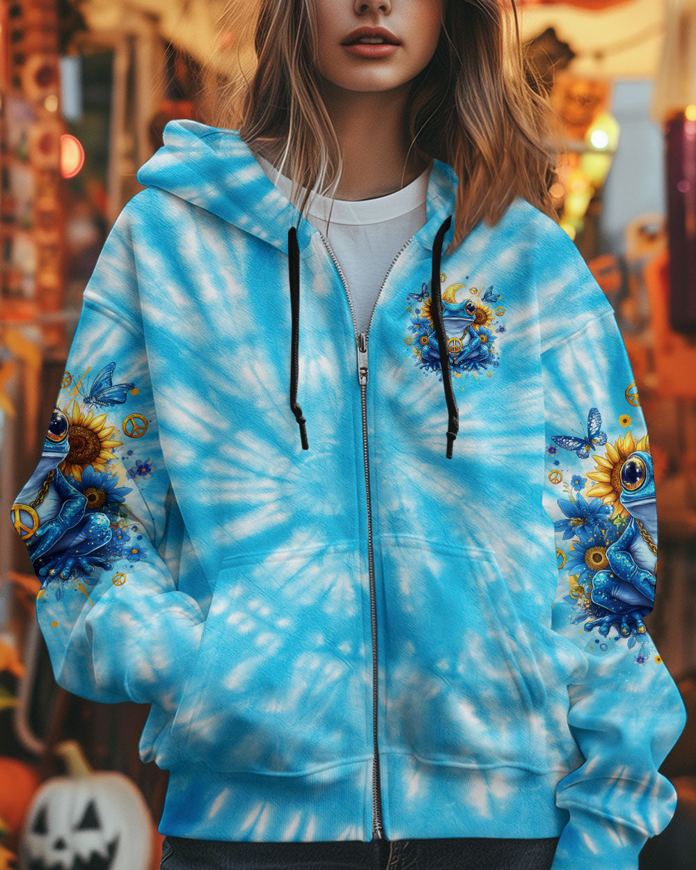 Be You The World Will Adjust Frog Tie Dye Sunflower Graphic AOP Shirts _7_ hU24V