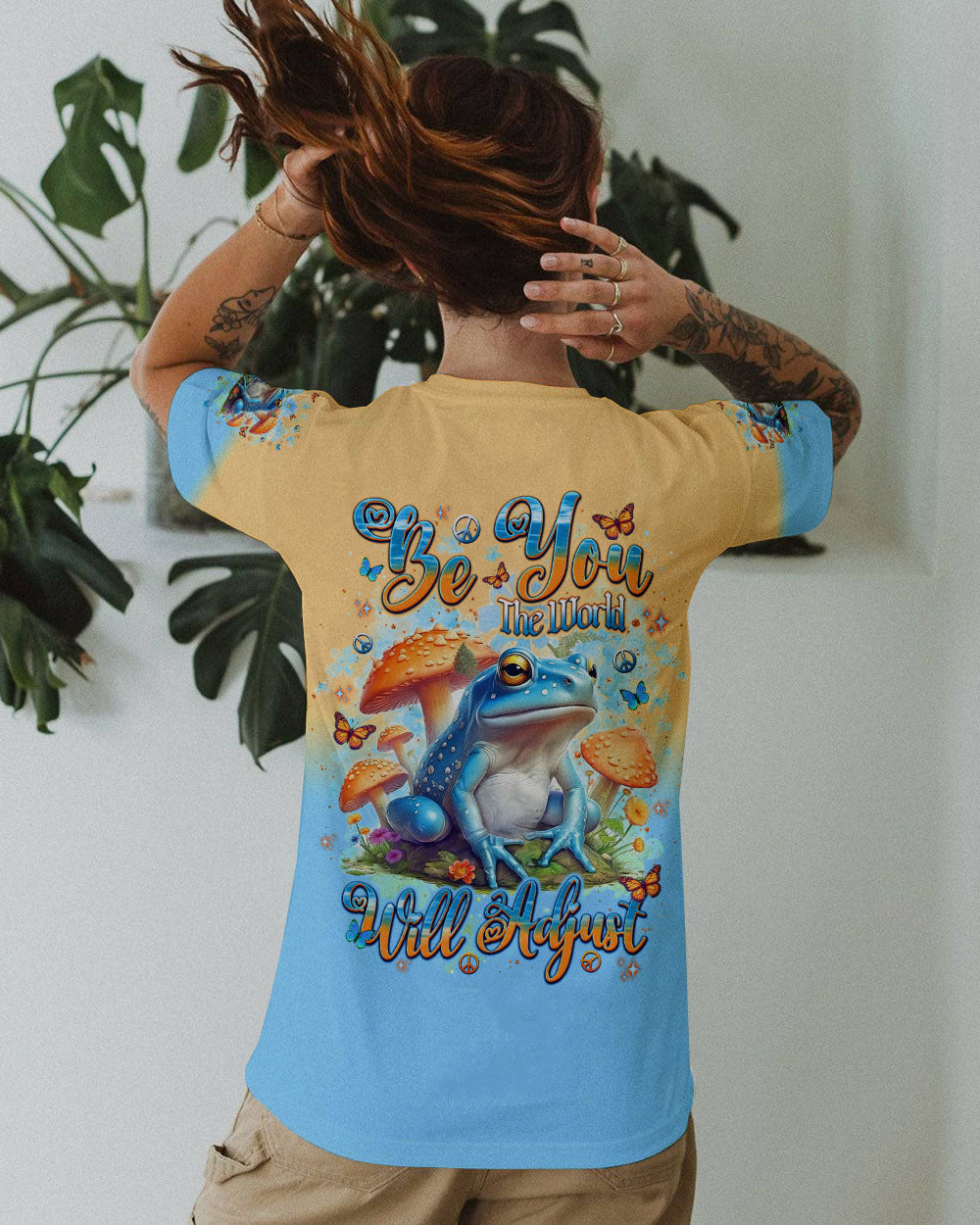 Be You The World Will Adjust Frog Whimsical Mushroom Forest AOP Shirts _10_ 2b988