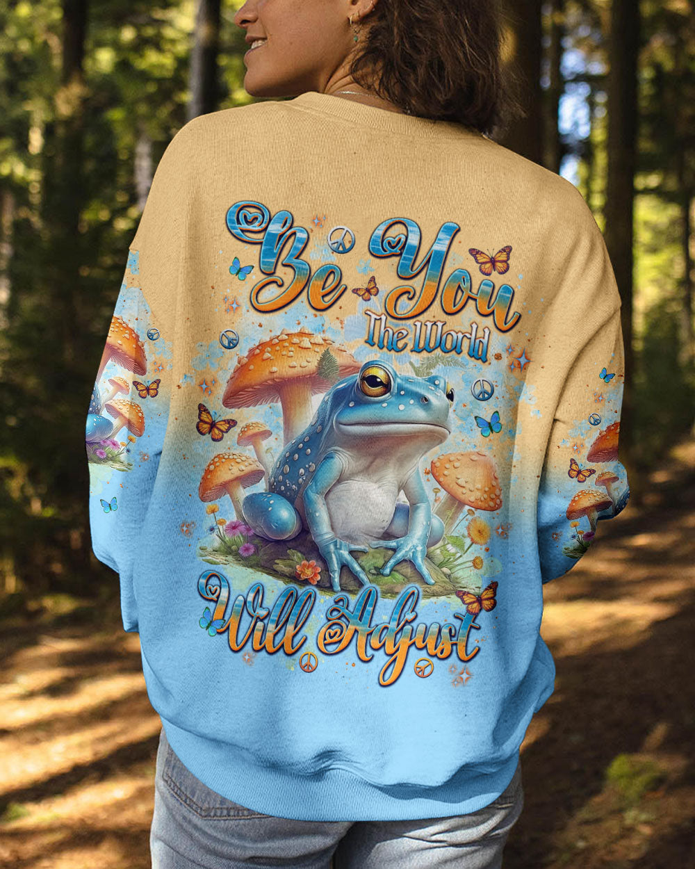 Be You The World Will Adjust Frog Whimsical Mushroom Forest AOP Shirts _8_ Dfeww