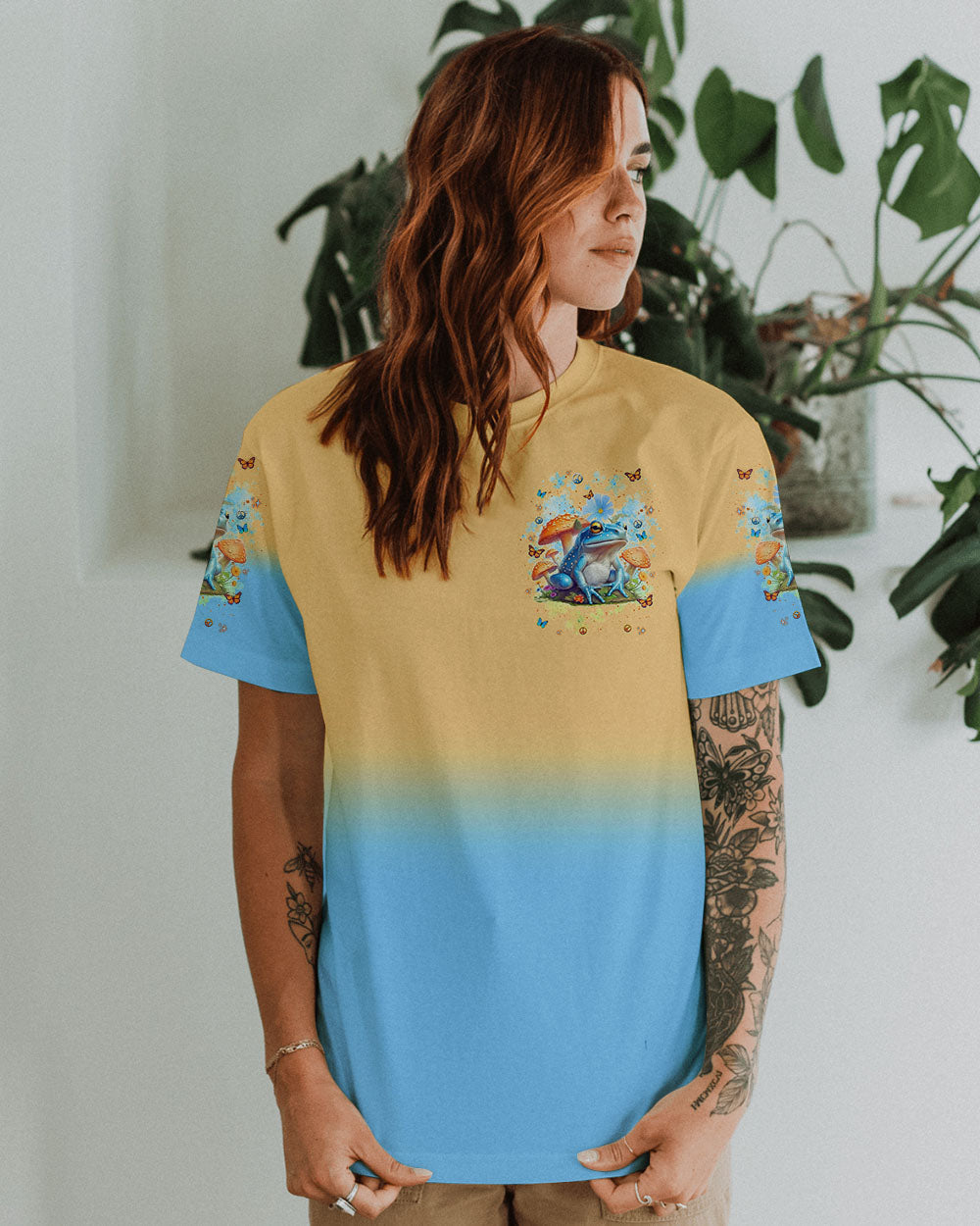 Be You The World Will Adjust Frog Whimsical Mushroom Forest AOP Shirts _9_ Z25ns