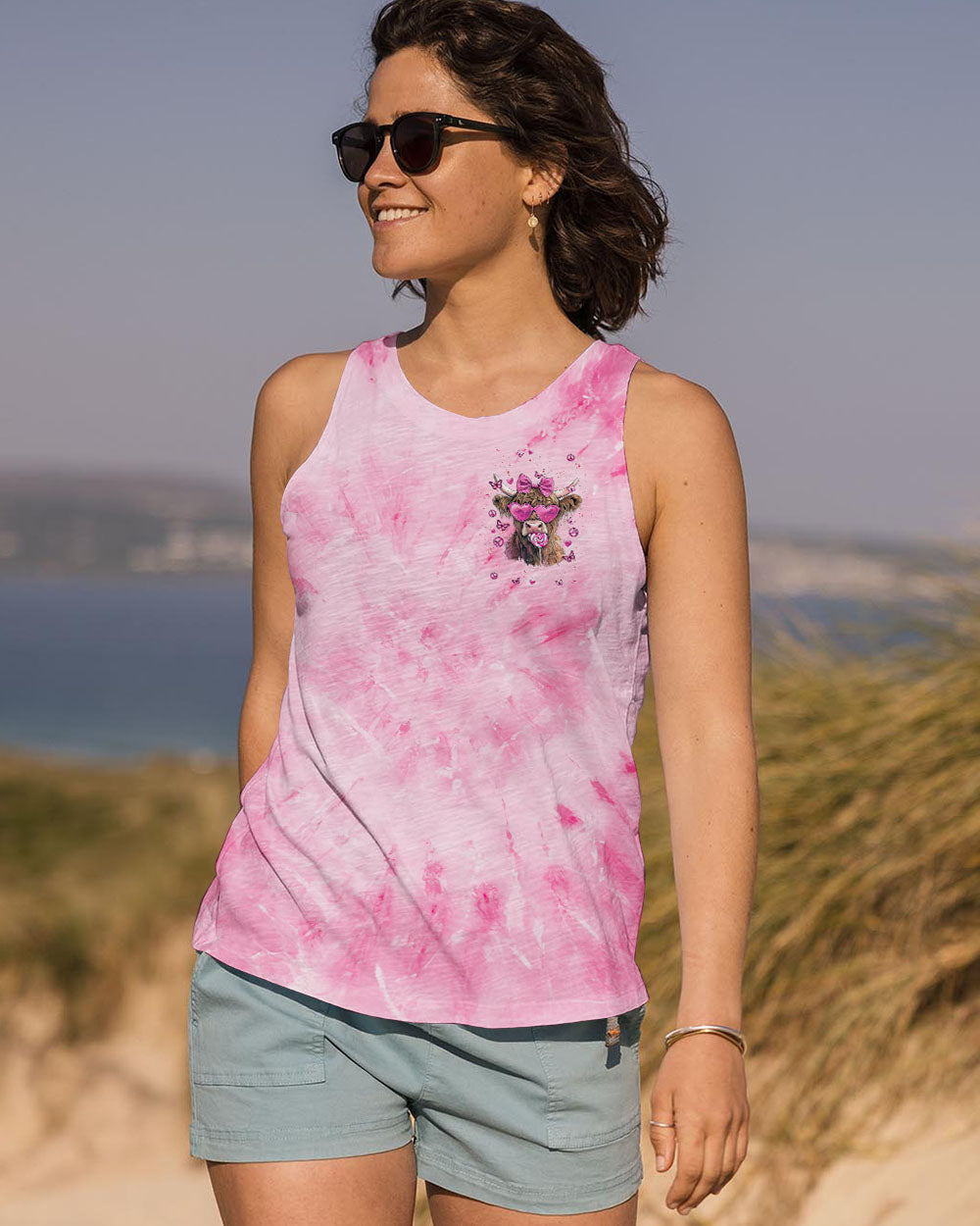 Be You The World Will Adjust Funny Cow with Bow and Heart Glasses AOP Shirts _12_ LLioX