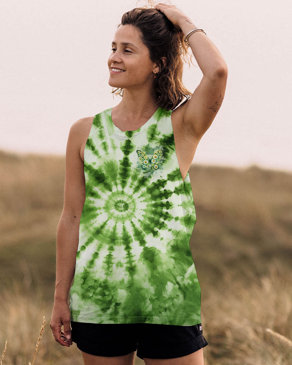 Be You The World Will Adjust Green Daisy Butterfly Tie Dye AOP Shirts _10_ WC6ss