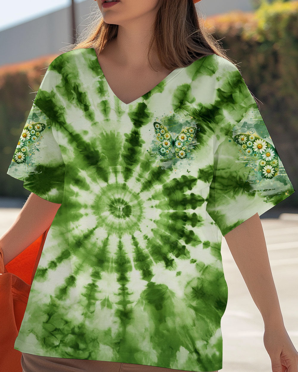 Be You The World Will Adjust Green Daisy Butterfly Tie Dye AOP Shirts _2_ VWD8o