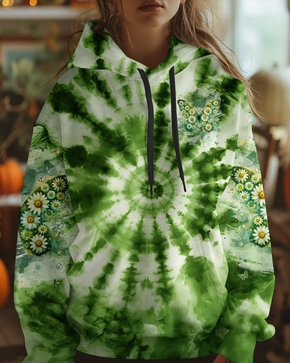 Be You The World Will Adjust Green Daisy Butterfly Tie Dye AOP Shirts _4_ iJQ3p
