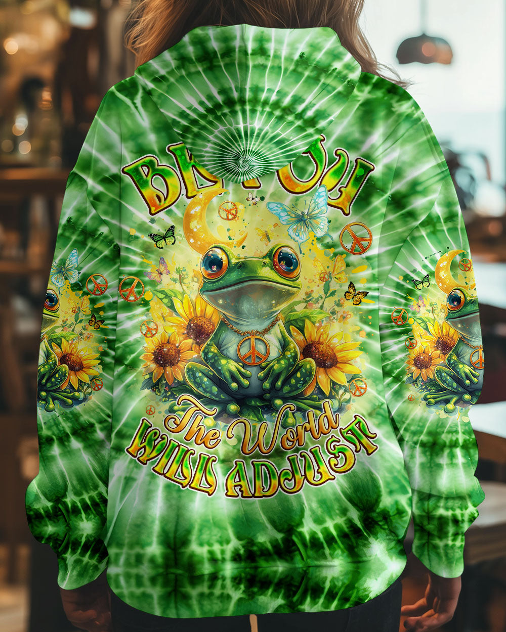 Be You The World Will Adjust Green Frog Hippie Tie Dye Graphic AOP Shirts _13_ LQMou
