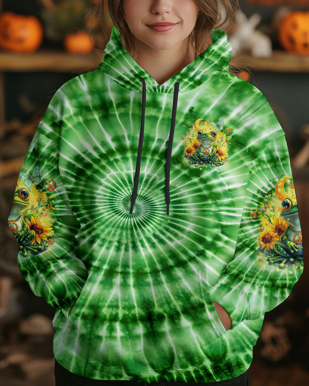 Be You The World Will Adjust Green Frog Hippie Tie Dye Graphic AOP Shirts _4_ MSKh1