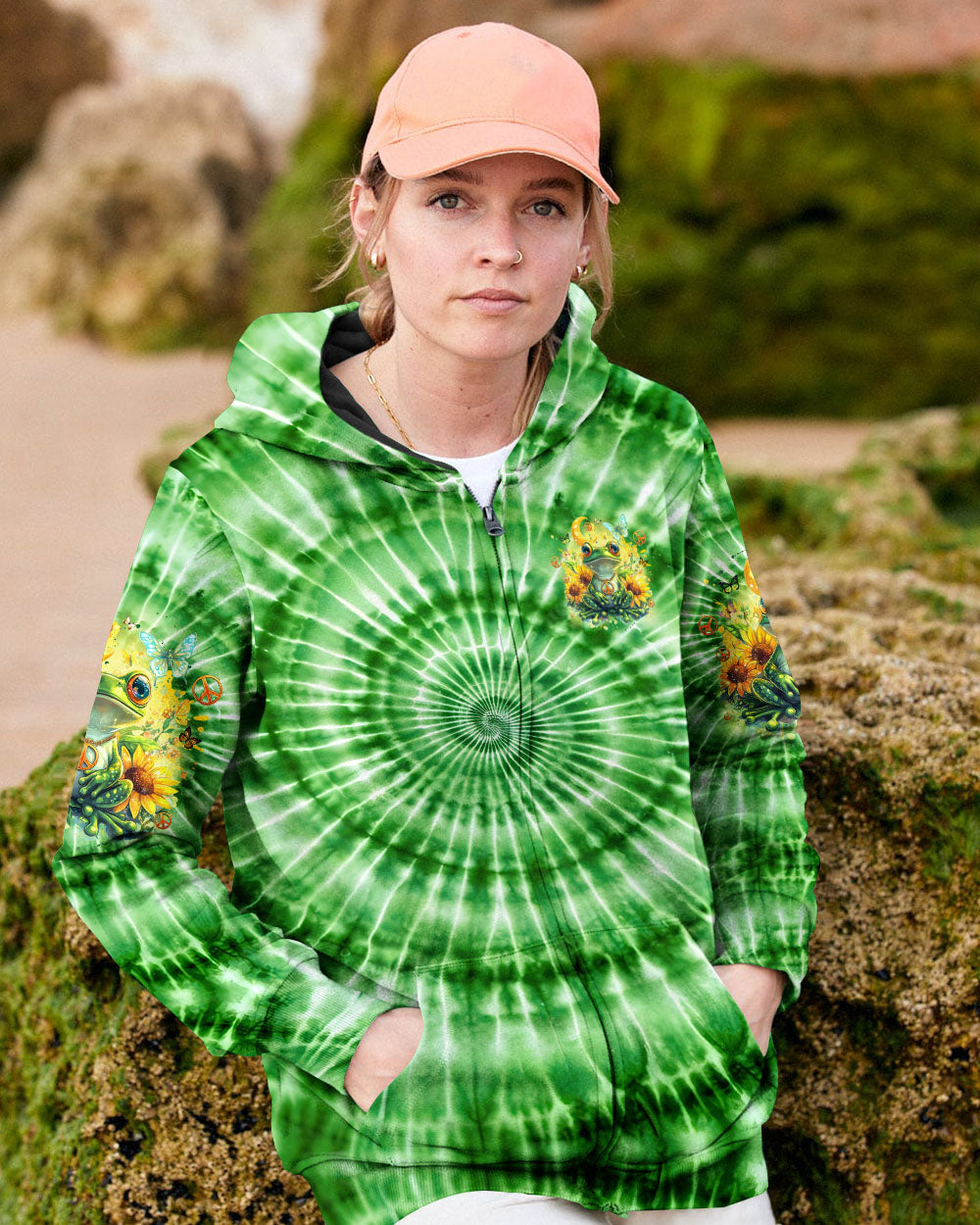 Be You The World Will Adjust Green Frog Hippie Tie Dye Graphic AOP Shirts _8_ eHMUl