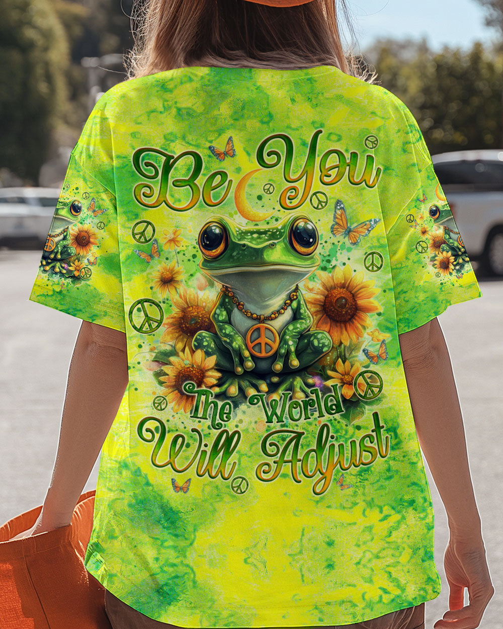 Be You The World Will Adjust Green Tie Dye Groovy Frog Hippie Vibes AOP Shirts _13_ SFP1k