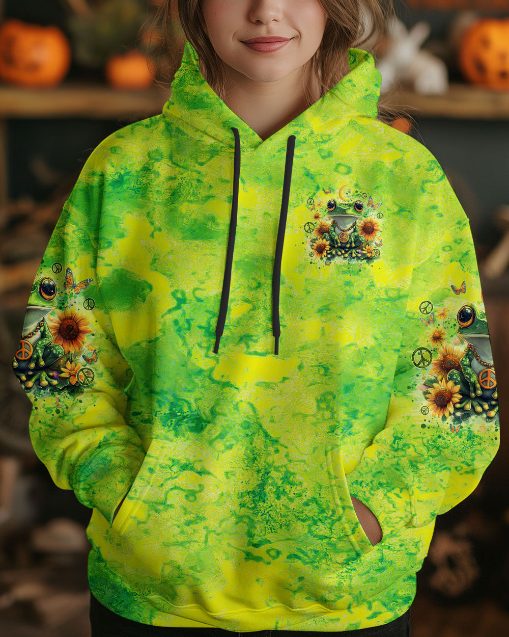 Be You The World Will Adjust Green Tie Dye Groovy Frog Hippie Vibes AOP Shirts _14_ owDFC