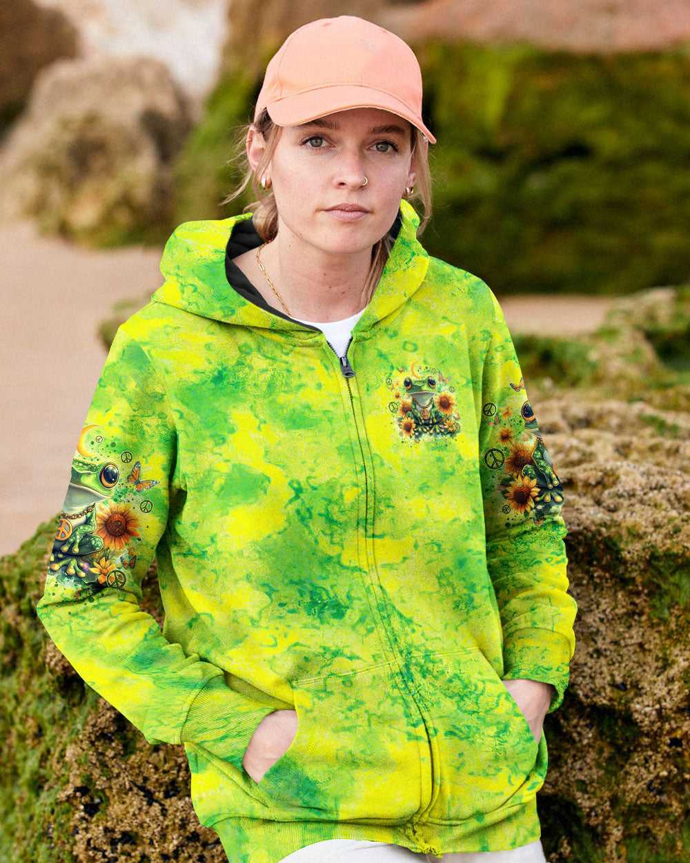 Be You The World Will Adjust Green Tie Dye Groovy Frog Hippie Vibes AOP Shirts _4_ C8CkF