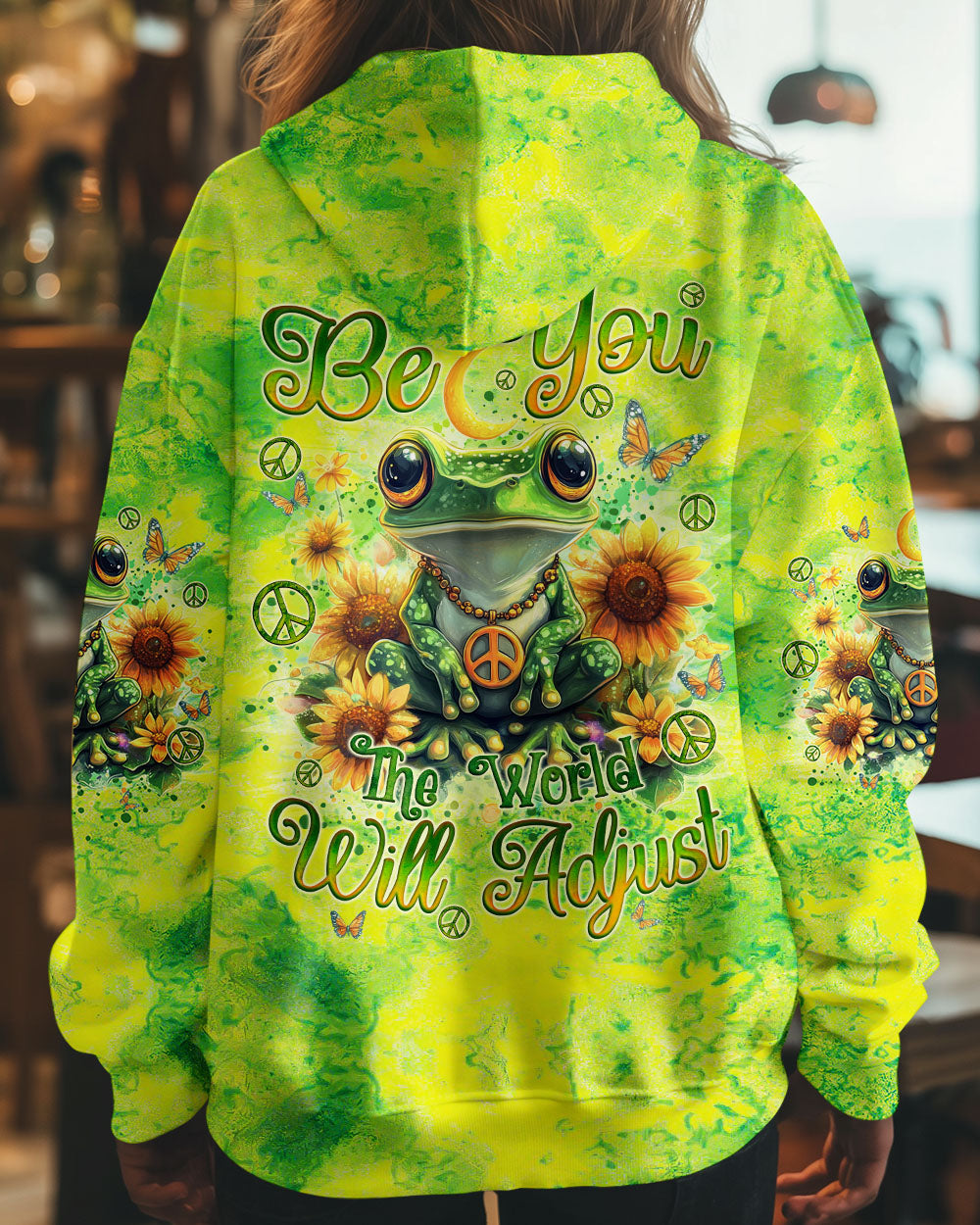 Be You The World Will Adjust Green Tie Dye Groovy Frog Hippie Vibes AOP Shirts _8_ 3WNJO