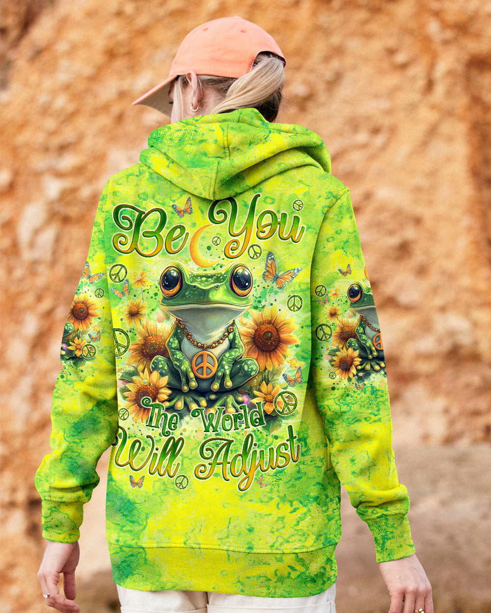 Be You The World Will Adjust Green Tie Dye Groovy Frog Hippie Vibes AOP Shirts _9_ UtDjs