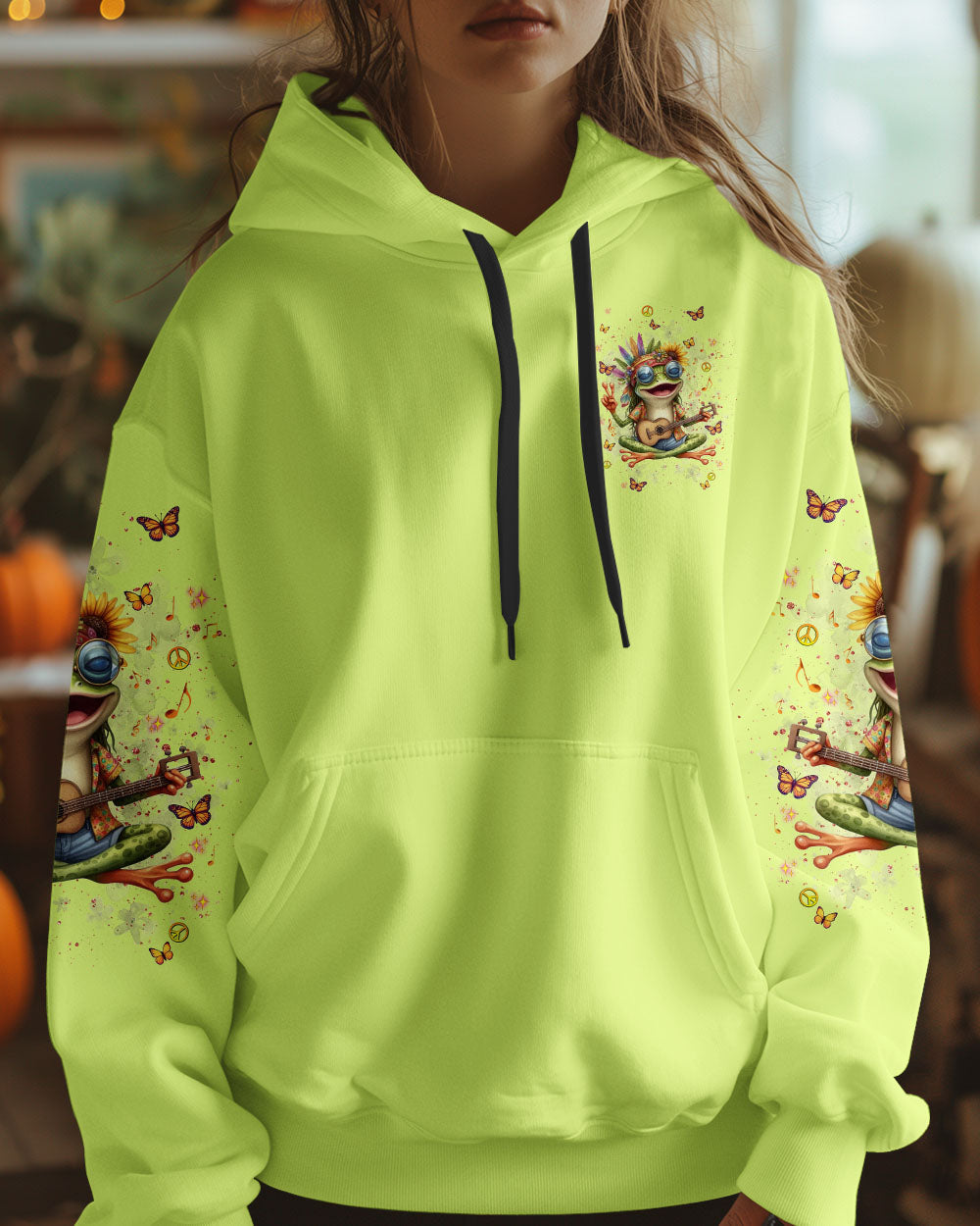 Be You The World Will Adjust Hippie Frog Peace Sign and Guitar Graphic AOP Shirts _4_ HwvXU