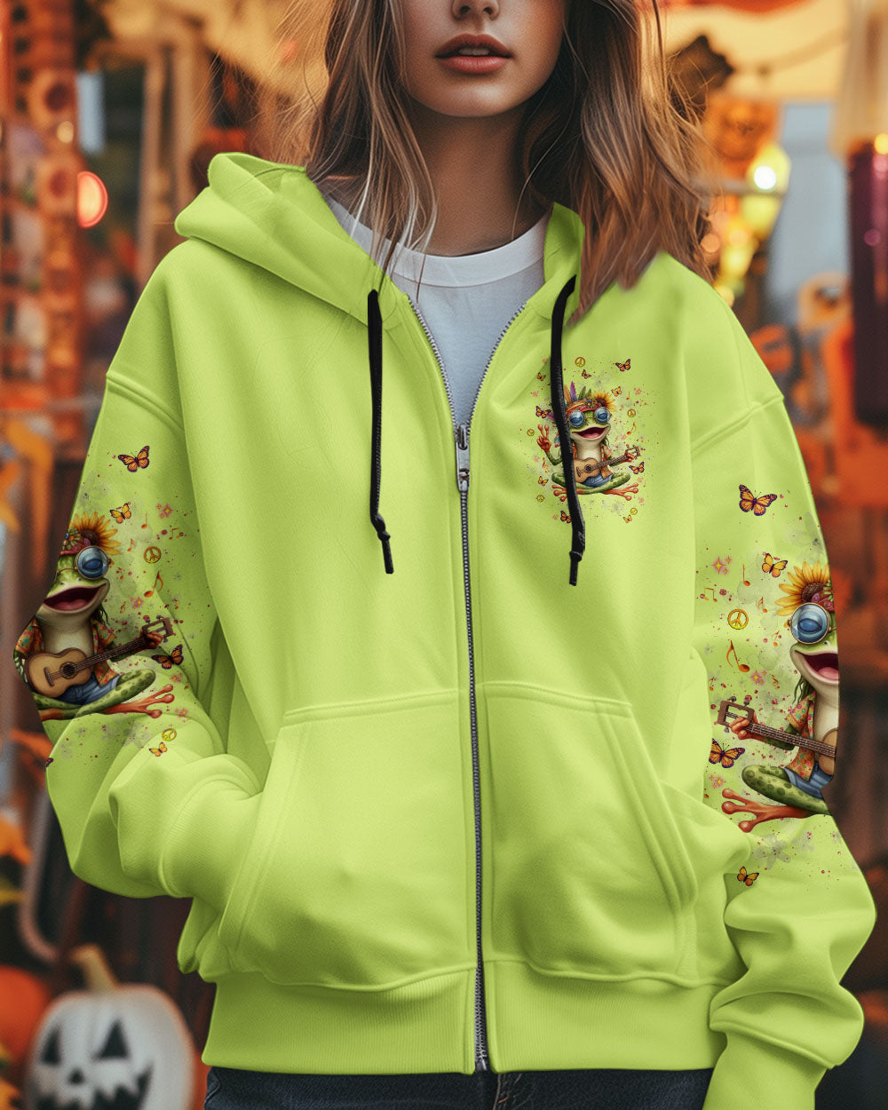 Be You The World Will Adjust Hippie Frog Peace Sign and Guitar Graphic AOP Shirts _8_ KUB4X